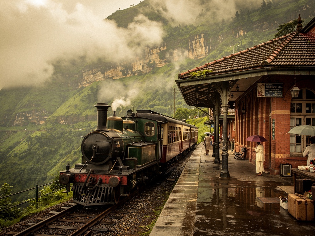 A heritage train at a colonial-era hill station railway scene near Lonavla